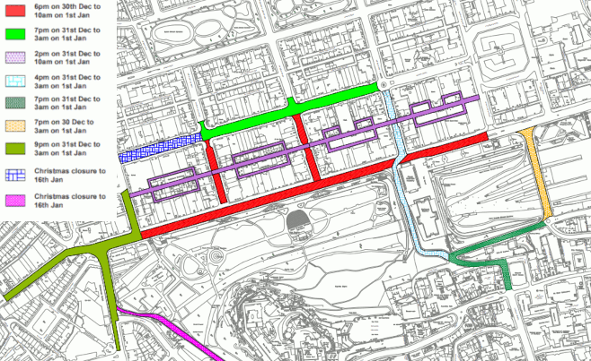 Map of Edinburgh's Hogmanay Street Party 2022/2023 arena