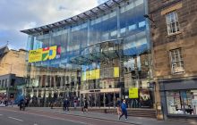 Glass front of Festival Theatre in August 