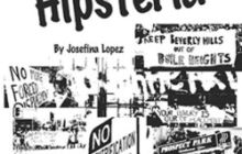 Image of Hipsteria poster with drawings and text in black and white imagery and writing