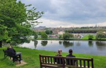 Taking in the view by the pond in Inverleith Park 
