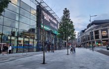 Looking up Leith Street, beside the Omni Centre