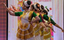 A line of female dancers at Edinburgh Diwali 