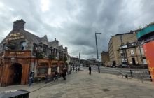 Ryrie's bar and with Haymarket station and tram stop behind