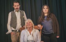 Three characters are pictured: left to right - Arran R Hawkins, Gillie Stoneham, Hannah Marina