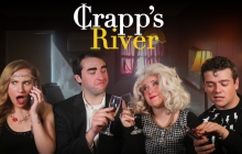 Four members of the Crapp's River cast in costume, smirking and making funny faces. Text stating it is Crapp's River.