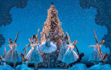 Scene from The Nutcracker, The Snow Queen and her snowflake fairies 