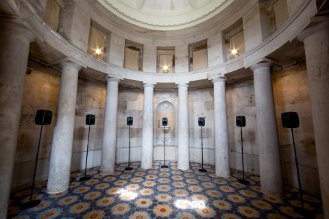 Emeka Ogboh, Song of the Union, 2021. Burns Monument interior