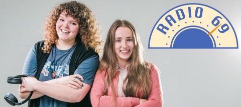 Ash and Amy, two presenters at Radio 69