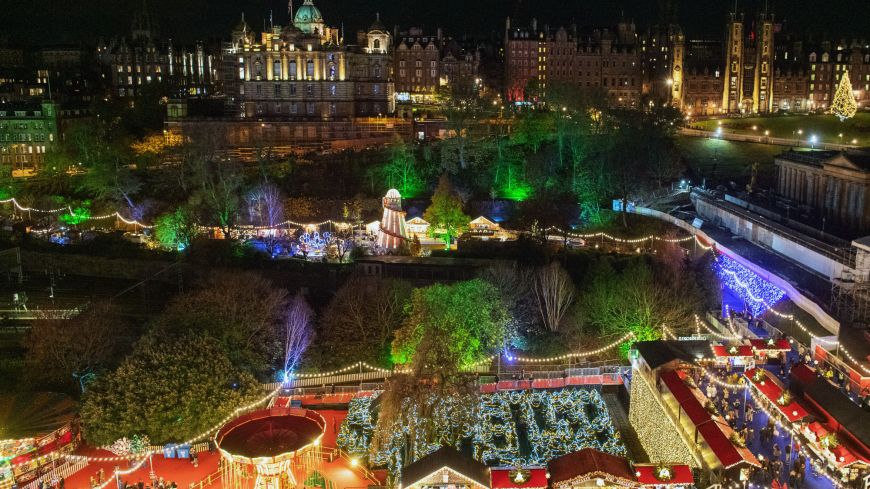 Edinburgh's Christmas Market at night, November 2019