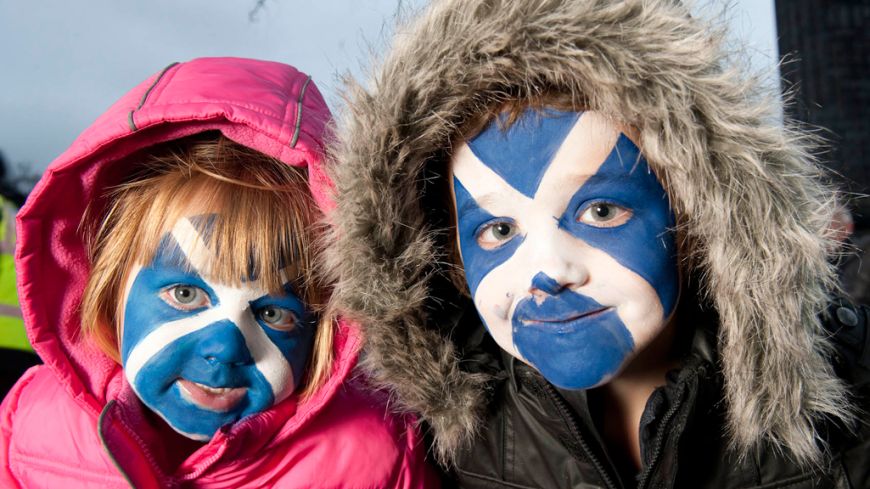 Twa bairns with painted faces, St Andrew's Day Doo