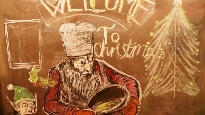 Christmas chalk board drawing - Steiner School Christmas Market