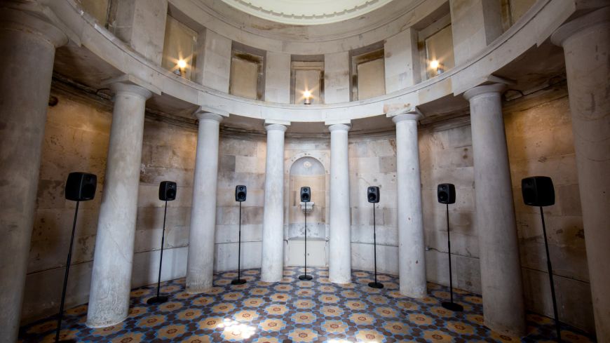 Emeka Ogboh, Song of the Union, 2021. Burns Monument interior