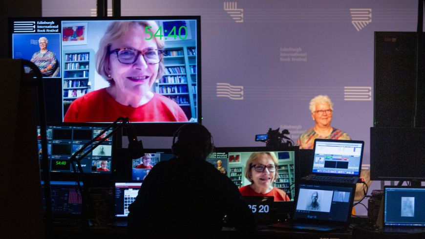 Dame Joan Bakewell interviews Val McDermid at the 2020 Edinburgh International Book Festival online - c Robin Mair, Edinburgh International Book Festival