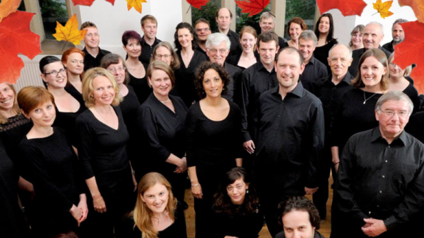 The Edinburgh Singers with autumn leaves