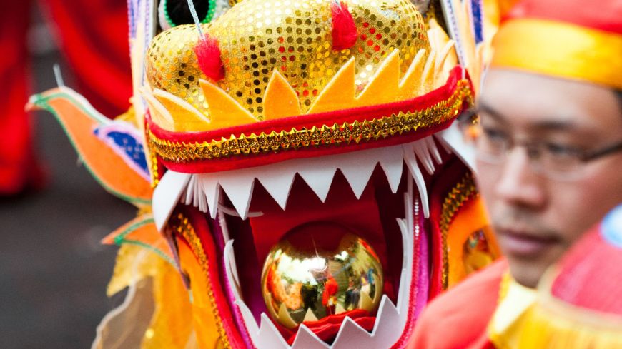 Golden chinese carnival dragon