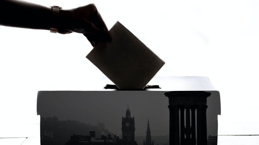 Ballot box with Edinburgh superimposed 