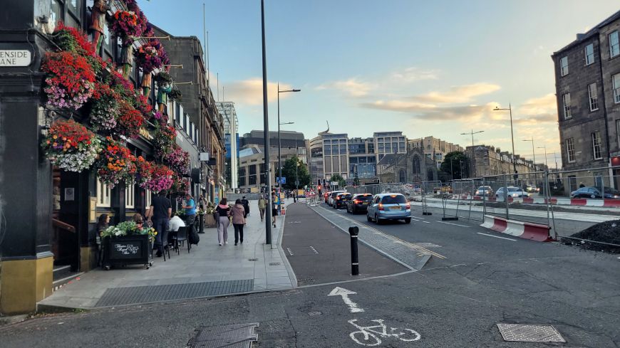 Theatre Royal bar, bike path & tram works