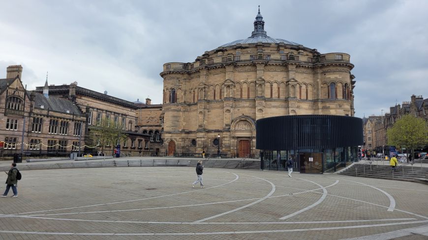 McEwan Hall and Bristo Square in April 2023