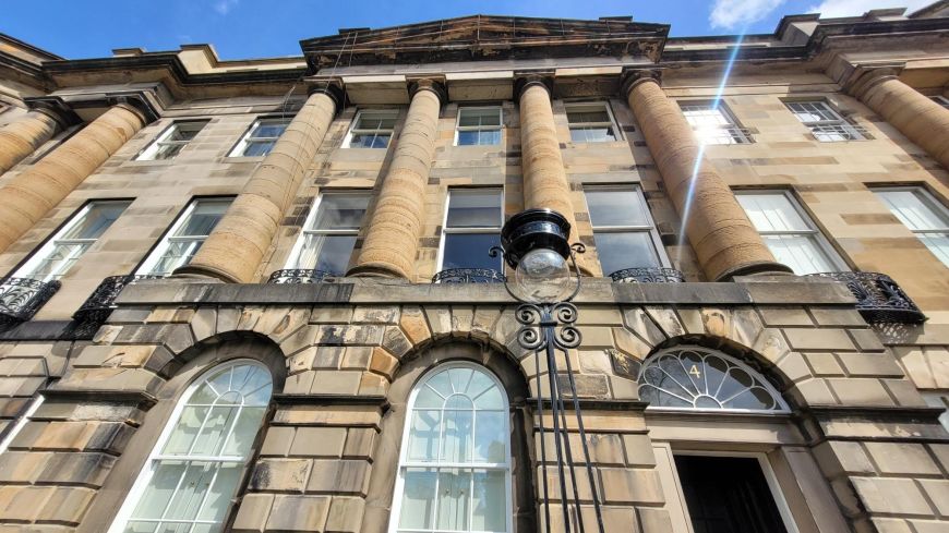 Neo-classical columns on a home in Moray Place