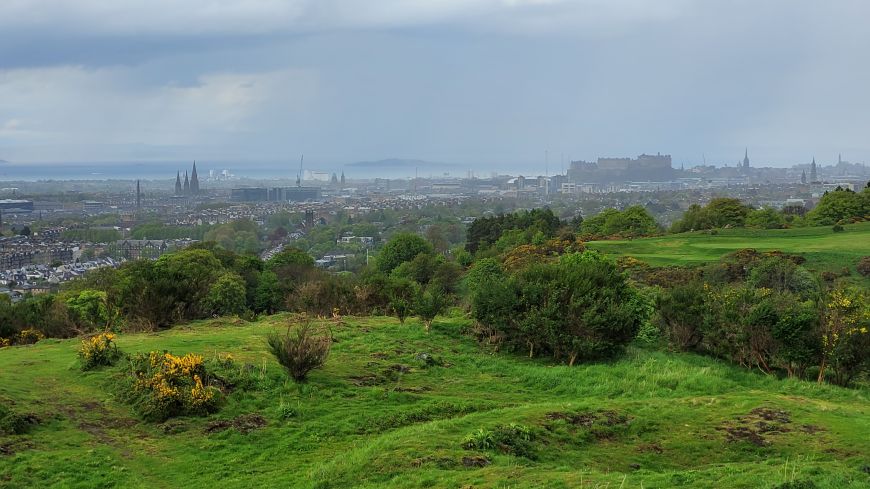 View from the top of one of Craiglockhart hills to Edinburgh Castle
