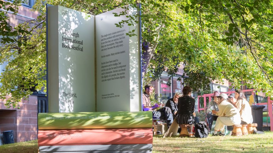 Big book installation at the Edinburgh International Book Festival