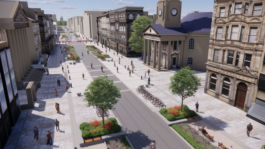 Artist's impression of the George Street revamp wiht includsion of trees.