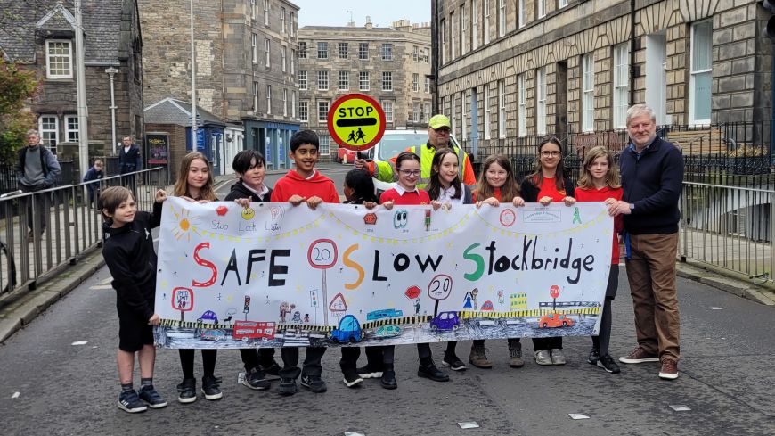 Safe Slow Stockbridge banner unveil on Henderson Row