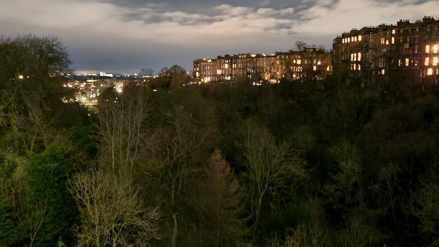 Bank Garden and Water of Leith from Dean Village at night