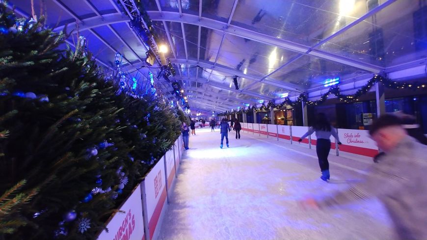 Skating on the covered Uniqlo ice rink 2024