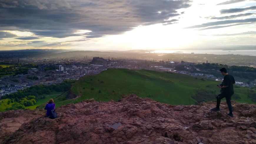 View of Edinburgh Castle and Firth of Forth from Arthur's Seat