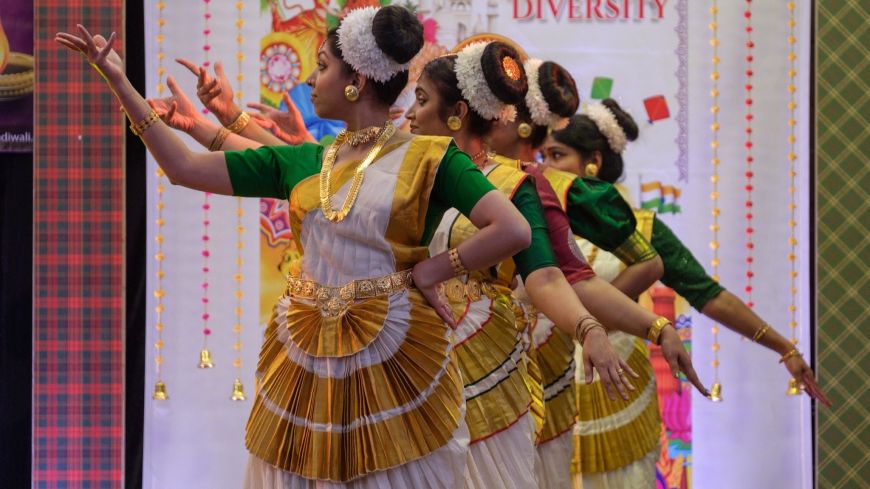 A line of female dancers at Edinburgh Diwali 