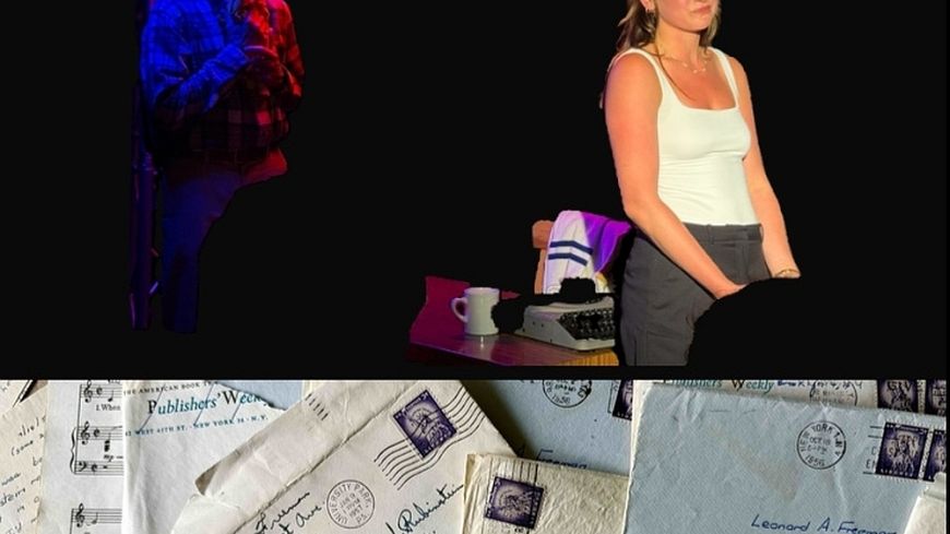 Samantha Streit and Kevin Cahill in Letters to Joan. + letters